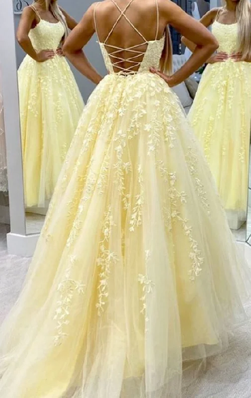 Fashion Essentials Coastal Beach - Inspired Style Tulle prom dresses yellow ball gown  S7003