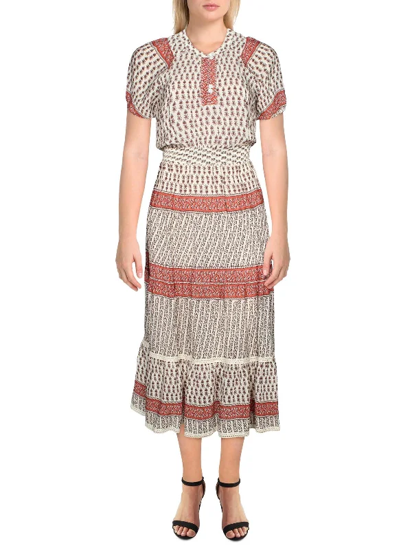 Special Offer Big Savings on Minimalist Office Styles Rosie Womens Printed V Neck Midi Dress