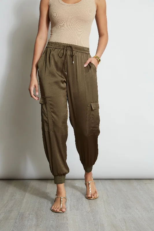 Must Haves Soft Textures Satin Cargo Pant