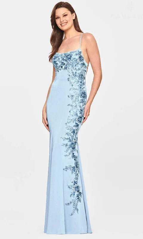 Sleek Style Discounts Artful Design Faviana S10845 - Sequin Applique Satin Prom Dress