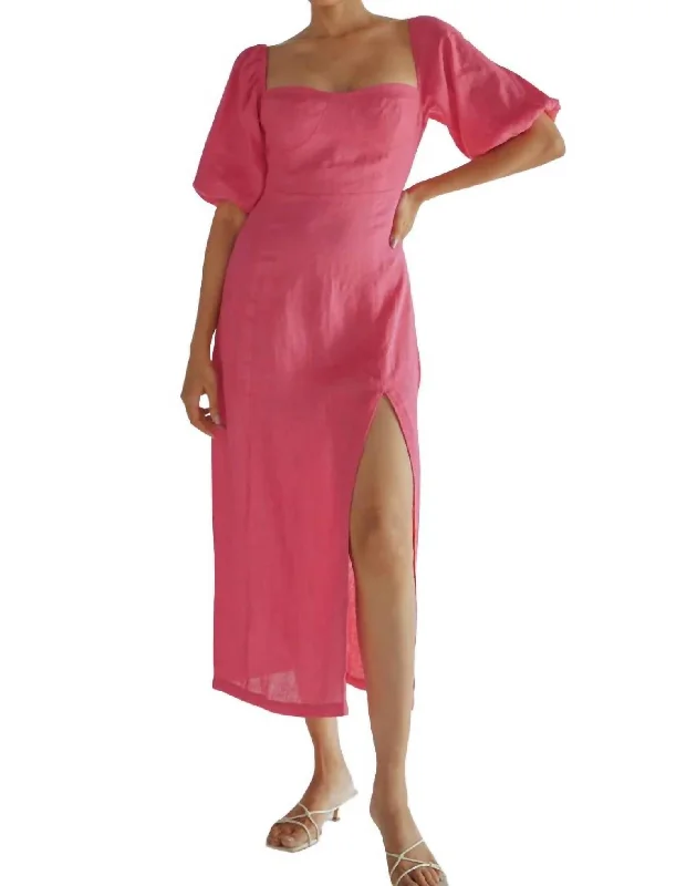 Flash Sale, Don'T Miss Weekend Special Linen Midi Dress In Pink