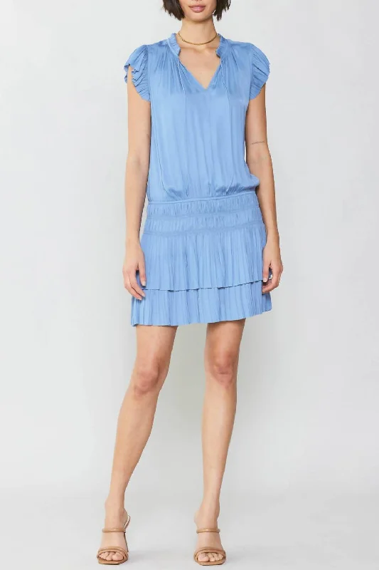 Luxury Fashion Discounts Effortless Grace Zoey Pleated Mini Dress In Periwinkle Blue