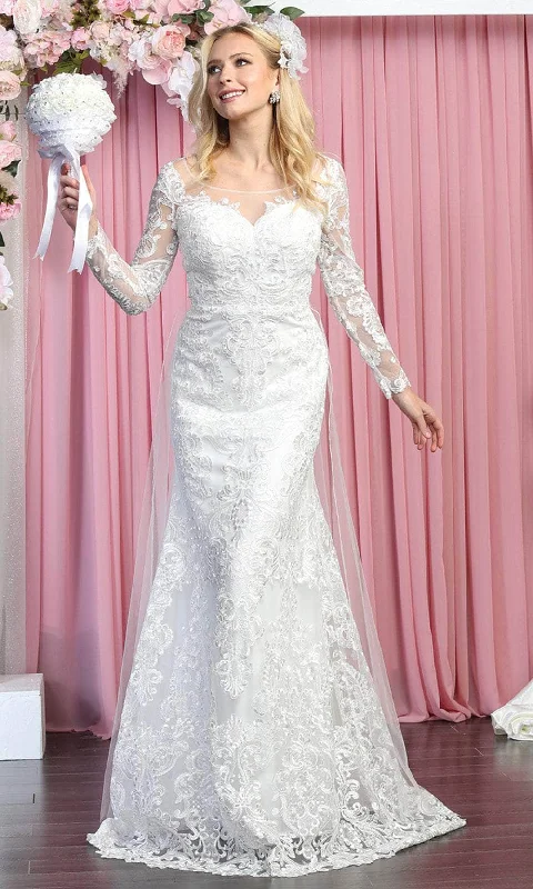 Limited Time Offer Playful Elegance May Queen RQ7894 - Long Sleeves Bateau Neckline Wedding Dress