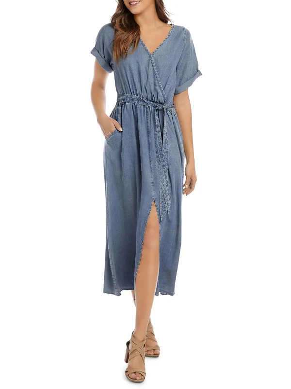 Limited Stock, Big Sale Bold Silhouette Womens Chambray Long Midi Dress