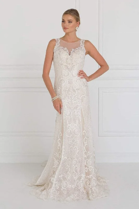 New In This Season Today Only Elizabeth K Bridal - GL1588 Sleeveless Scroll Ornate Lattice Sheath Gown