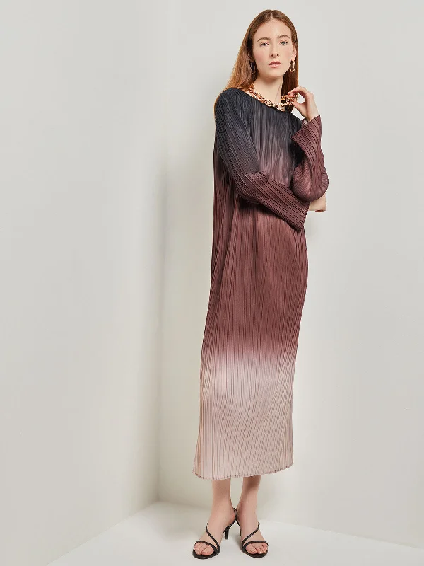 Flash Sale Starts Chic Urban Fashion Look Ombre Pleated Knit Midi Dress