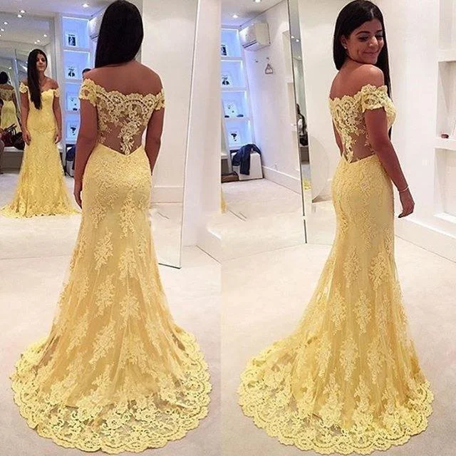 Classy Style Discounts Casual Elegance Yellow Long Prom Dress, Mermaid Backless Gown