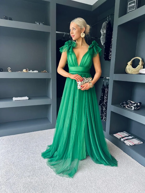 The Latest Trends Elegant Details Francesca Tulle Maxi Dress Green