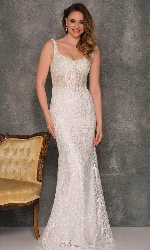 Sophisticated Street Style Offers Vintage Retro Party Wear Dave & Johnny Bridal A10454 - Sheer Corset Bridal Gown