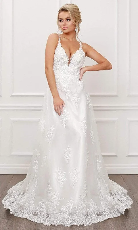 Unleash Your Trendy Side Modern Romance Nox Anabel - C461 Lace Applique Long A-Line Wedding Gown