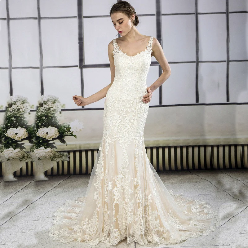 Chic And Edgy Final Clearance Chic Scoop Neck Mermaid Lace Bridal Gowns Wedding Dresses