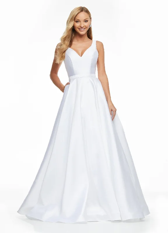 The Latest Trends Soft Textures Ashley Lauren 11094 Size 12 White Prom Dress A line Mikado Satin V Neckline Wide Straps