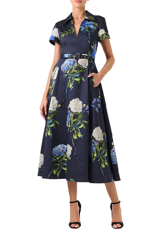 Winter Warehouse Sale Seasonal Trend Short Sleeve Floral A-line Dress