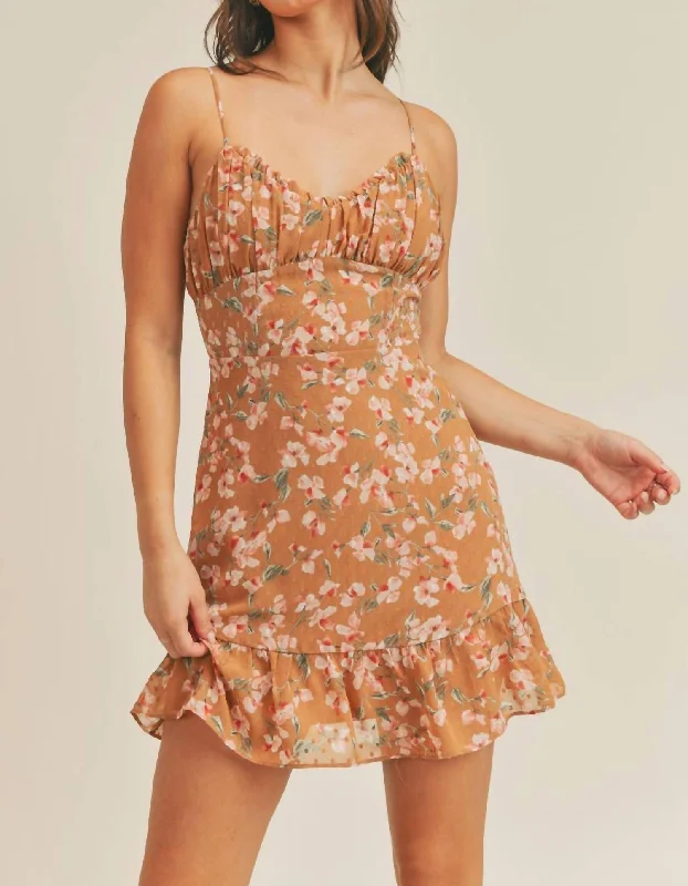 Luxe Style Discounts Coastal Beach - Inspired Style Love Nest Fit & Flare Mini Dress In Camel Blush