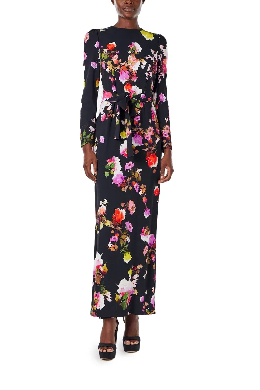 Embrace New Fashion Graceful Drape Long Sleeve Floral Dress