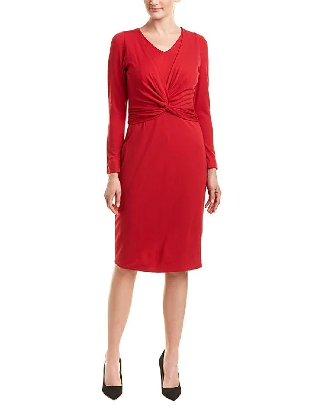 Classic Modern Offers Hollywood Glam Award - Show Style Taylor - Twist Knotted Front Long Sleeve Fitted Jersey Dress 9980MSC