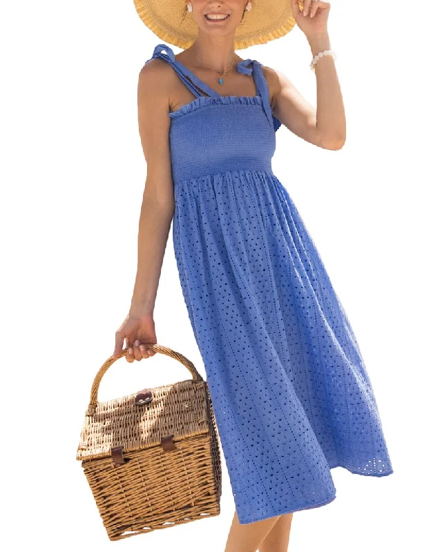 Unleash Your Style Fashion-Forward Style Cabana Life Blue Eyelet Midi Dress