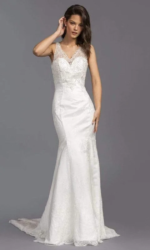 Limited Time Deal Romantic Date - Night Ensemble Aspeed Bridal - L2145 V Neck Beaded Accented Lace Bridal