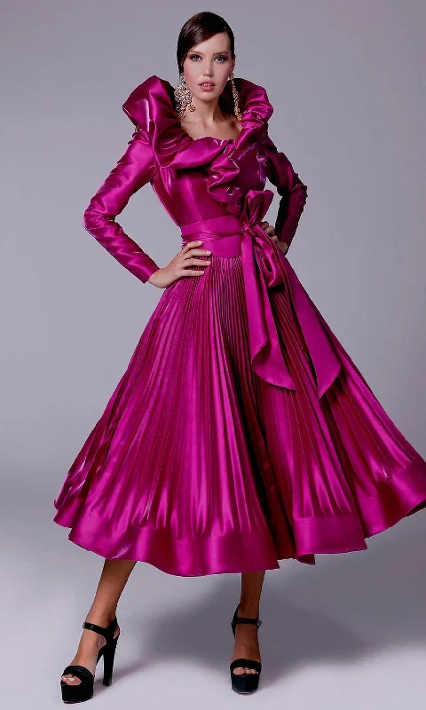 Fashion-Forward Offers Formal Outfit MNM Couture 2696 - Oversized Collar Satin Dress