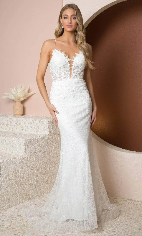 Hot Deals Effortless Grace Nox Anabel R282-1W - Embroidered Lace Sheath Gown