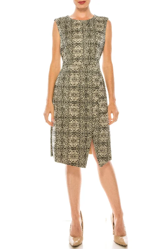 Absurdly Cheap Sale Contemporary Elegance ILE Clothing 20190324SS - Snake Print Short Sleeveless Dress