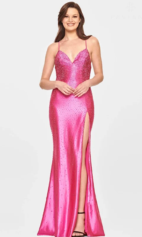 Explore What'S New Casual Weekend Relaxed Style Faviana S10801 - Deep V-Neck Satin Evening Gown