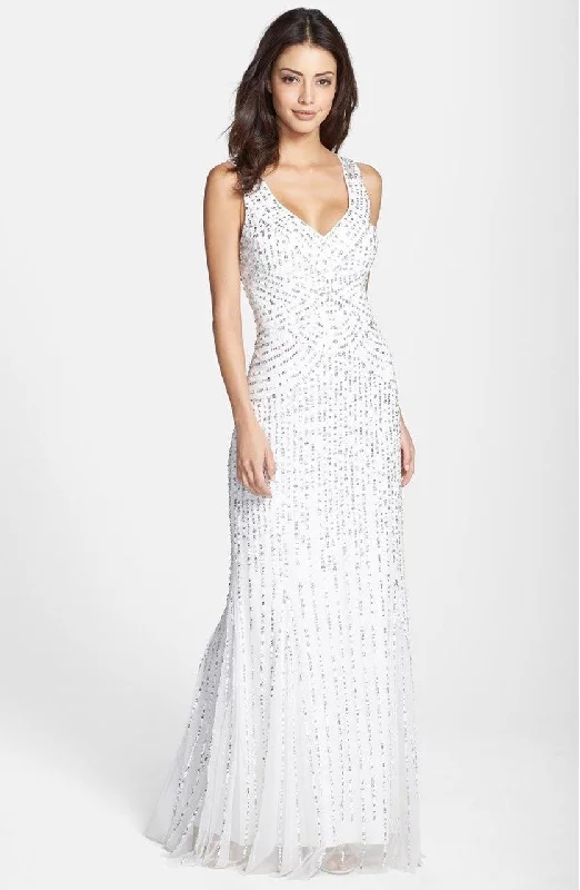 Winter Warehouse Sale Dreamy Draping Aidan Mattox 54456430 Sequin Adorned Sleeveless Long Dress in Ivory