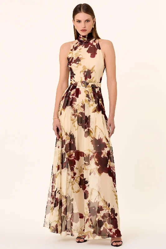 Sophisticated Fashion Feminine Elegance Lucia Dress - Watercolour Floral Ivory