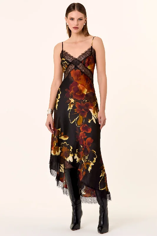 Stylish Deals Graceful Drape Juliette Dress - Blur Floral Black