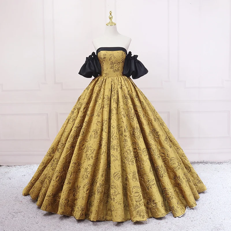 Explore What'S New Romantic Date - Night Ensemble Fashion retro style slim golden bride dress vintage ball gown s04