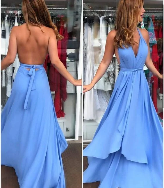 Stylish Deals Final Clearance Backless Blue Maxi Dress Prom Dress   cg10293