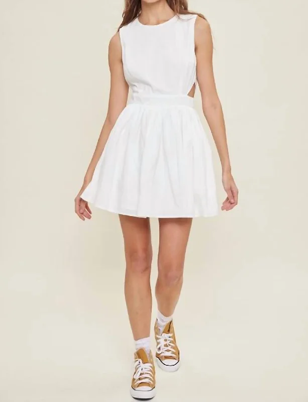 Luxury Fashion Graceful Movement Side Cutout Mini Dress In Off White