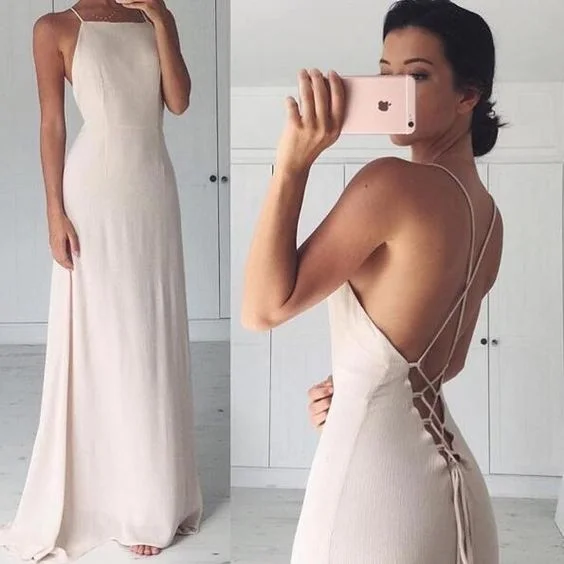 Trendy Looks On Sale Flash Sale Ivory Tie Back Long Maxi Dress,Soft Chiffon Formal prom Dress cg5400