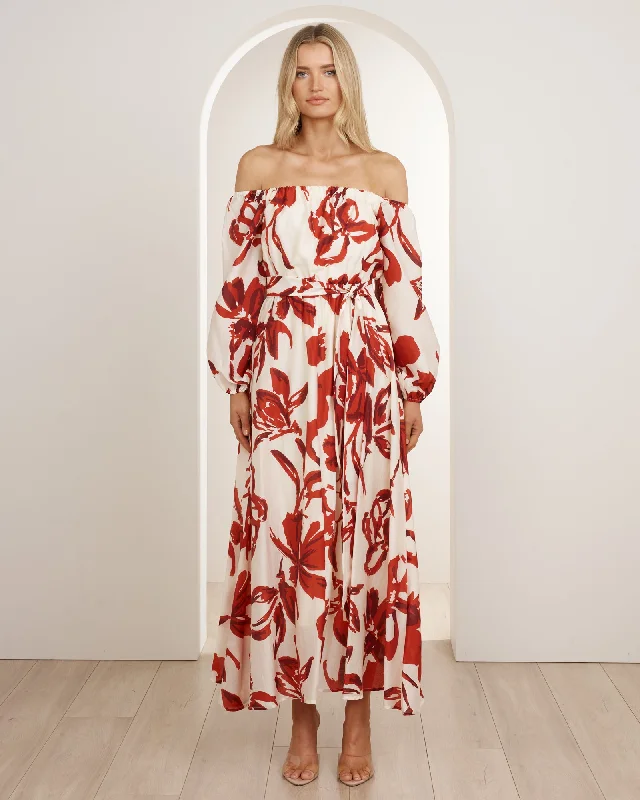 Sale Event, Prices Rock Bold Patterns Vala Off Shoulder Maxi Dress