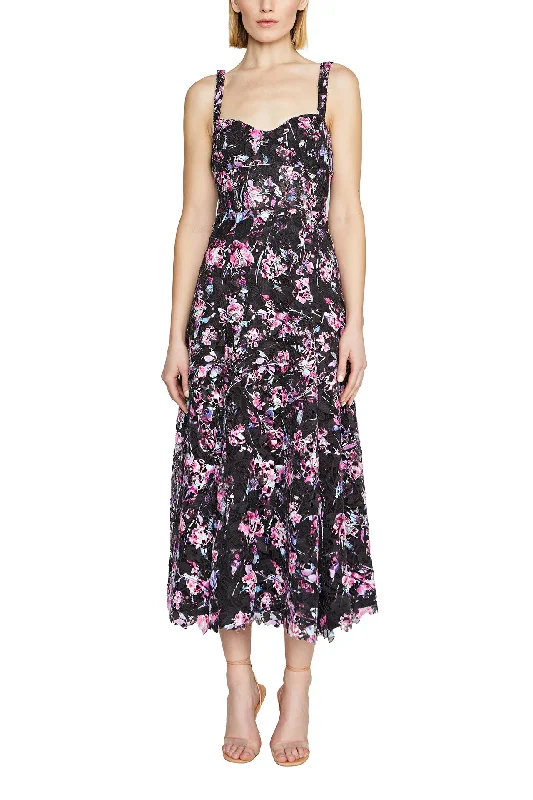 Bid Farewell To The Old Season Feminine Grace Floral Lace Midi Dress