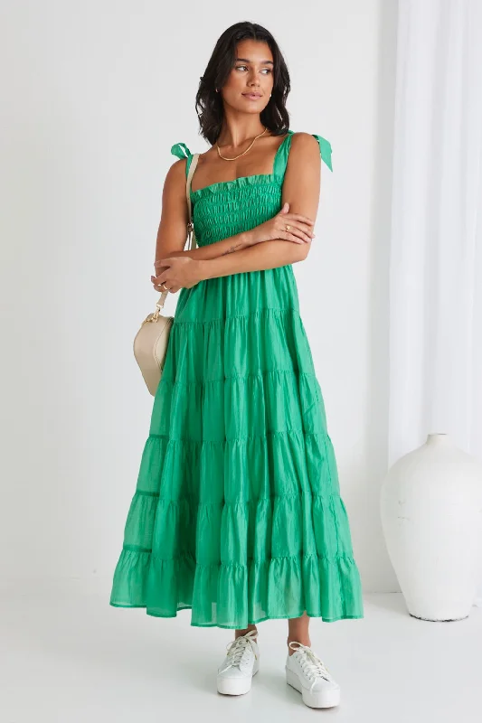 Fashion Sale Modern Romance Isabella Green Strappy Tiered Maxi Dress