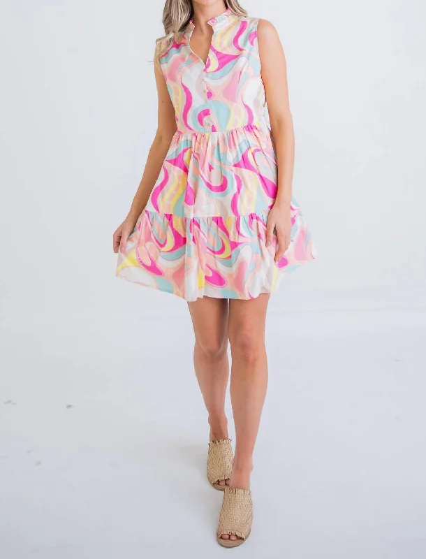 Flash Sale, Don'T Miss Effortless Sophistication Jasmine Abstract Sleeveless Mini Dress In Pink