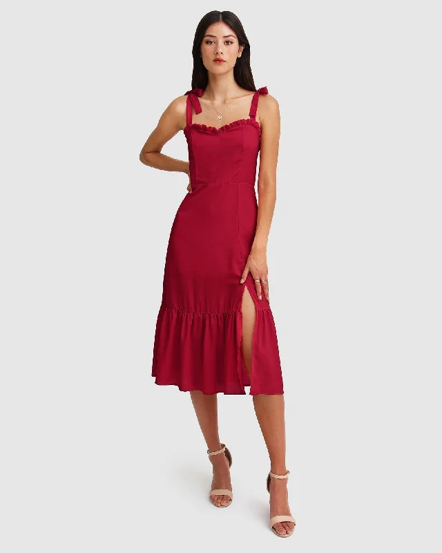 Step Ahead, Lead The Trend Elegant Attire Summer Storm Midi Dress - Red