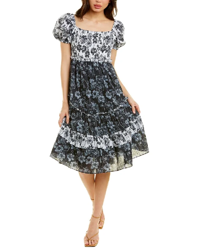 Fashion Forward, Function First Elegant Ensemble Celina Moon Smocked Midi Dress