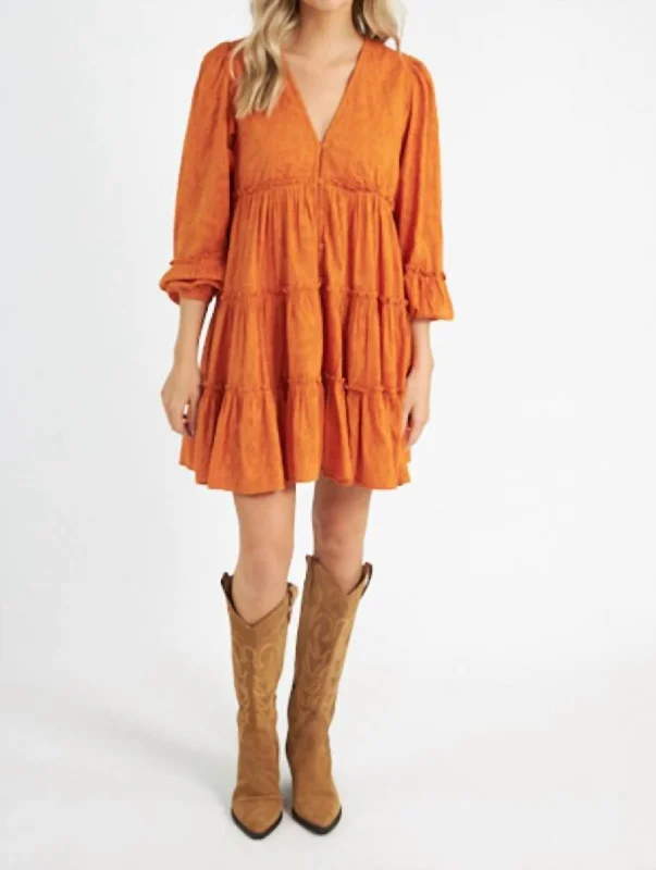 Evening Elegance Elevated Style Blythe Mini Dress In Bright Orange