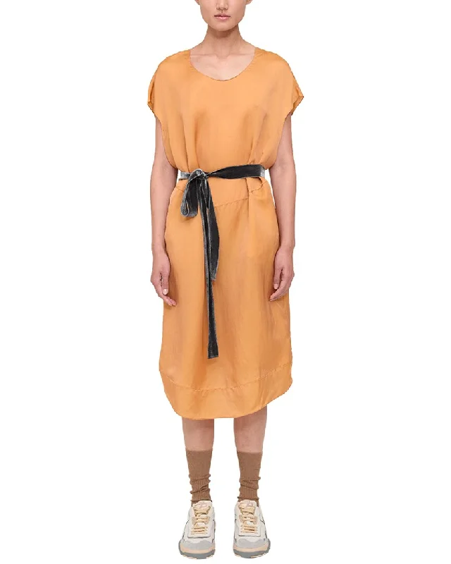 Stylish Statements Elegant Details Theory Belted Silk-Blend Midi Dress