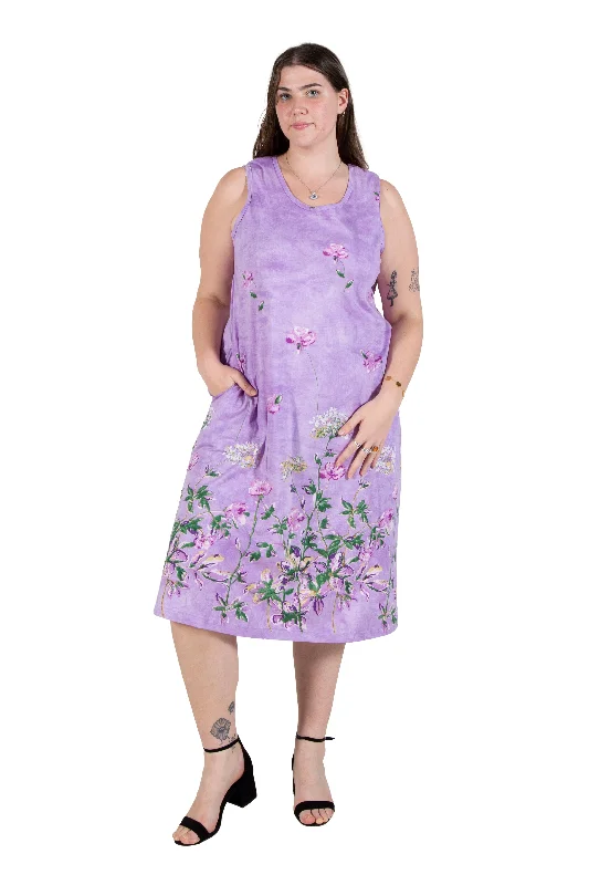 Step Ahead, Lead The Trend Bohemian Vibe Plus Size La Cera Sleeveless Printed A-Line Cotton Jersey Knit Dress