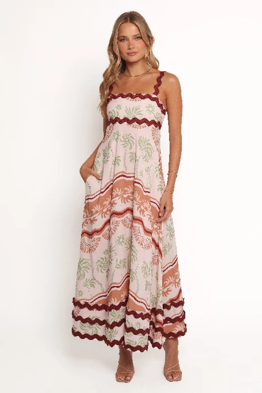 Catch Every Fashion Trend Y2K Nostalgic Fashion Look Briella Maxi Dress - Palm Tree Print