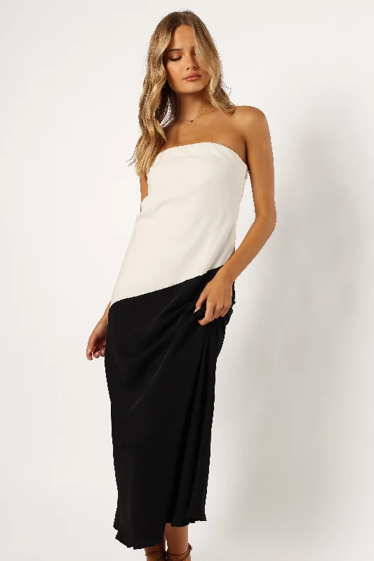 Chic And Trendy Dreamy Draping Joanna Maxi Dress - White Black