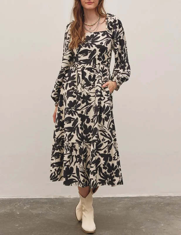 Shop Sales Romantic Date - Night Ensemble Waverly Brushstroke Floral Midi Dress