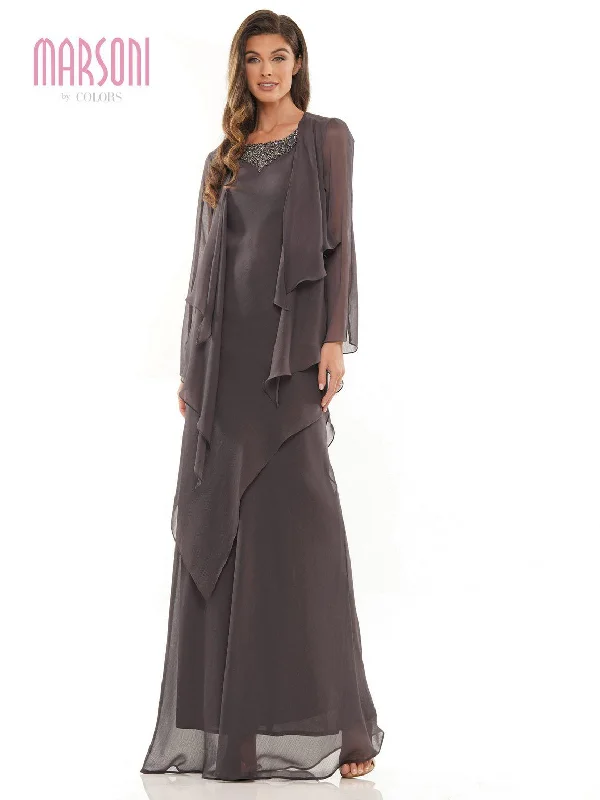 Exclusive Designer Style Deals Vintage Elegance Marsoni 1230 Long Sleeveless Formal Jacket Dress