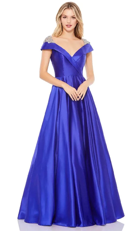 Luxe Style Discounts Casual Chic Mac Duggal 49239 - Satin V Neck A-Line Gown