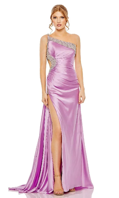 Romantic Chic Deals Polished Finish Mac Duggal 68447 - Satin Long Greek Goddess Gown