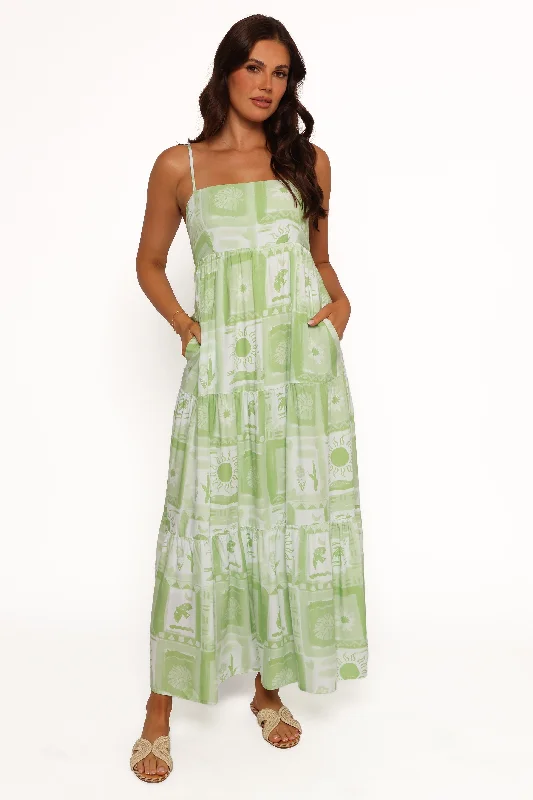 Stylish Savings Graceful Drape Eudora Maxi Dress - Green Print