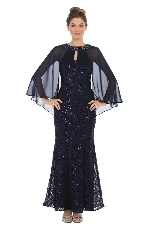 Style Revolution Seasonal Trend Mother of the Bride Long Formal Cape Dress Sale